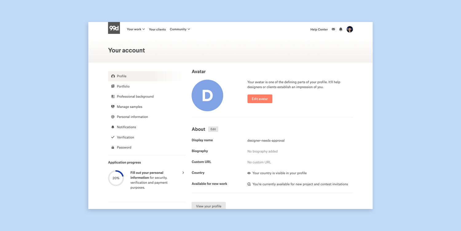 Onboarding - Account Settings