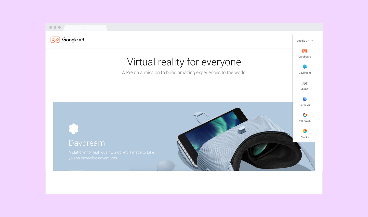 Google VR Menu